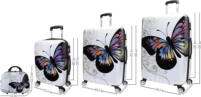 World Traveler Butterfly Luggage, 4-Piece Set