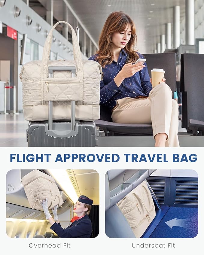 LOVEVOOK Travel Duffle Bag, Lightweight Weekender Bags for Women with Shoe Compartment, 40L Puffer Gym Bag Personal Item Travel Bag, Carry On Overnight Bags and Hospital Bag for Labor and Delivery