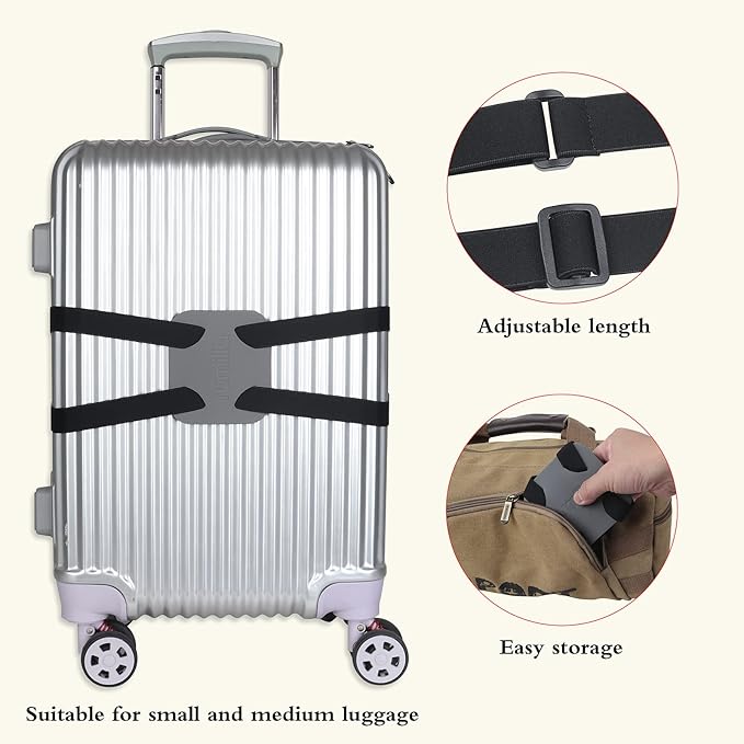 Luggage Straps for suitcases，Luggage Straps Bag Bungees for Add a Bag Easy to Travel （Grey）