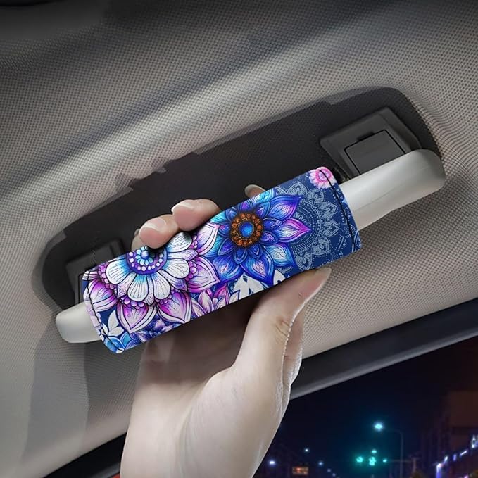 BIGCARJOB Purple Hippie Lotus Luggage Handle Wrap Set for Suitcase 2 Pieces Suitcase Identifier Protective Cover Trolley Case Grip Travel Luggage Accessories Door Handle