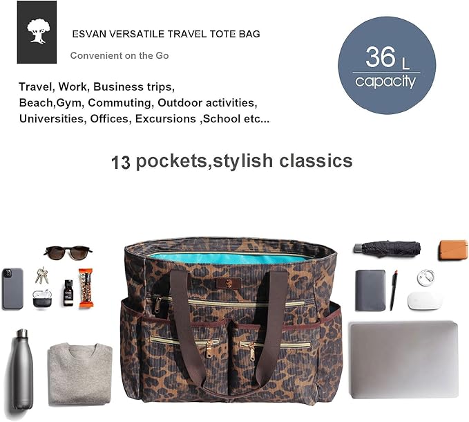 Weekender Bag Carry On Bag Overnight Tote Travel Duffle with 13 Pockets for Travel,Work，Gym,Beach,Teacher,Nurse