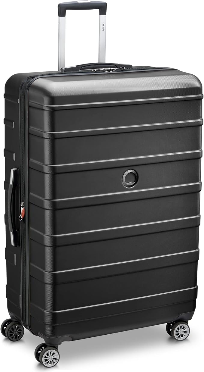 DELSEY PARIS Margot Hardside Luggage, Dual Wheel Spinners for Smooth Travel, Expandable with Spacious & Organizable compartments, Men and Women, Black, Large Check-In 28-Inch