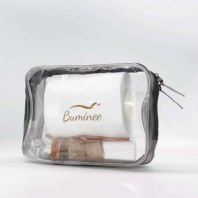 Buminee Clear Travel Bags for Toiletries, Lightweight Toiletry Bag, 2 Pack Multipurpose Transparent TSA Cosmetic Bag