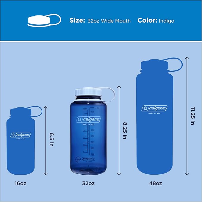 Nalgene 32 oz Wide Mouth Water Bottle | BPA-Free, Durable & Leak Proof, Lightweight Bottle for Hiking & Gym, Work & Travel