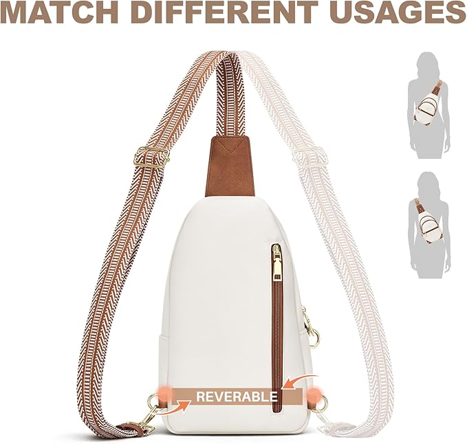 SYTRAH Anti Theft Crossbody Bags for Women, RFID Sling Bag Travel Purse, RFID Cross Body Purses Chest Bag for Travel Beige Brown