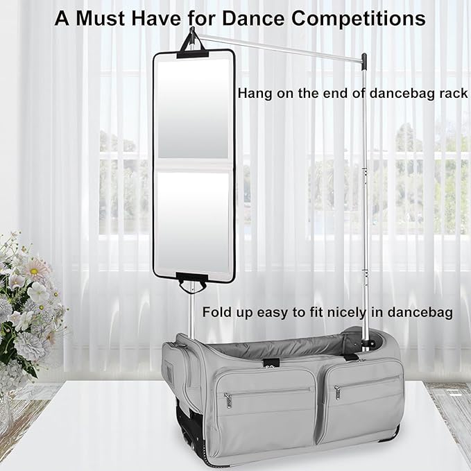 LPHUMEX White Foldable Full Length Mirror for Dance Bag, 33x13 Inch Portable Folding Body Mirror for Dance Travel Wedding Golf