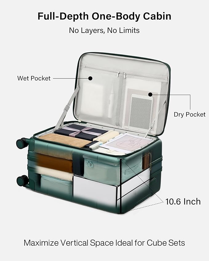 Hanke Hardside Expandable Carry On Luggage, 20 Inch Top Opening Trunk Luggages with Spinner Wheels, All-PC Hard Shell Carry-On Suitcase, Lightweight & TSA Airline Approved (Blackish Green, 46L)