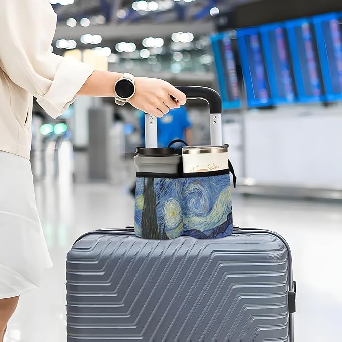 Luggage Cup Holder Travel Portable Free Hand Drink Carrier Suitcase Drinks Beverage Holder Carry-On Bottle Mug Holder Organizer Bag Travelers Accessories