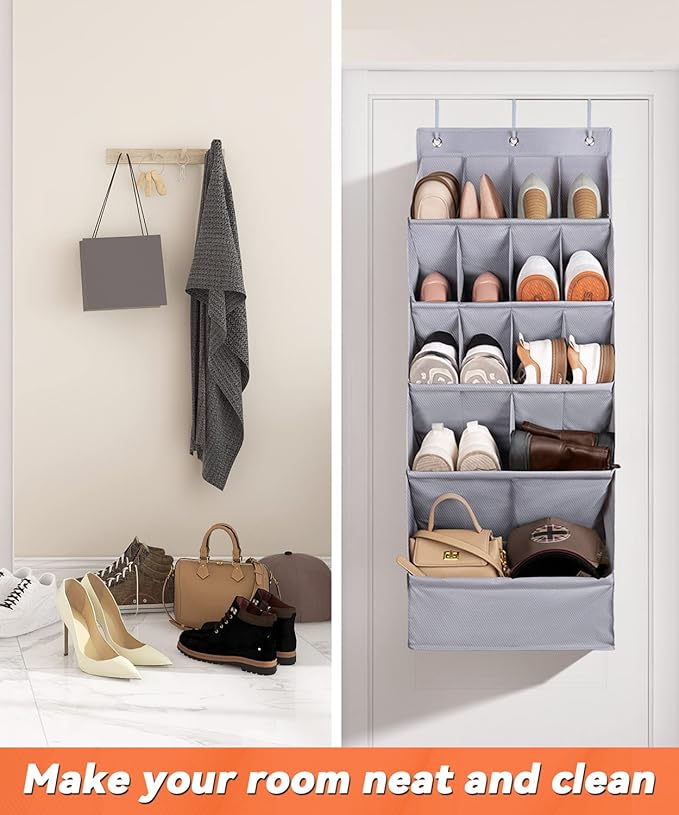 Over-the-Door-Shoe-Organizers, Hanging Organizers with Large Pocket Shoes Holder and Storage, Hanging Shoe Rack for Closet, Shoe Organizer for Closet, Zapateras Organizer para Closet for Boot, Sneaker