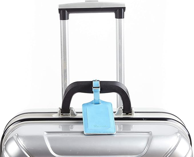 Travelambo Luggage Tags for Suitcases PU Leather Travel Tags Bag Tags Privacy Protection Travel Essentials
