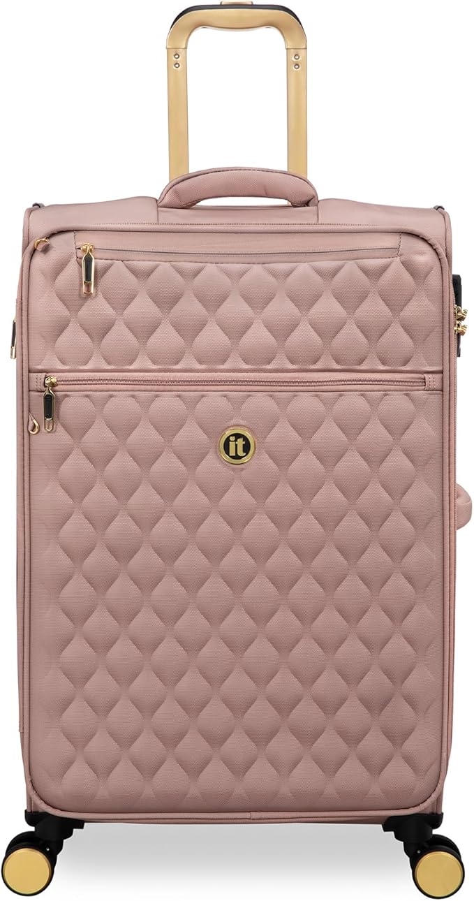 It Luggage Glimmering 28" Softside Checked 8 Wheel Expandable Spinner, Mink Gold