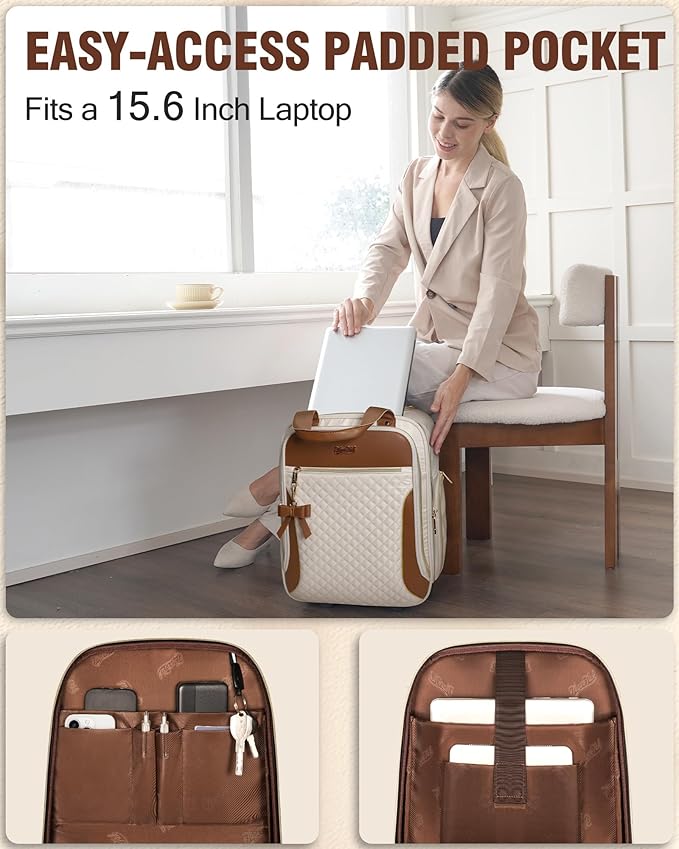 Underseat Carry On Luggage with 2 Wheels, Airline Approved Personal Item Suitcase with Multiple Compartments, Lightweight Softside Under Seat Carry-on Suitcases for Women Travel Business, Beige