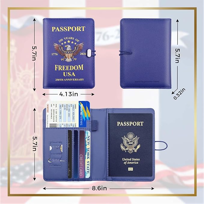 Melsbrinna Premium Leather Passport Holder Covers Case, Waterproof Rfid Blocking Travel Wallet Passport Holder with Pen Holder, Cute Passport Book for Women/Men