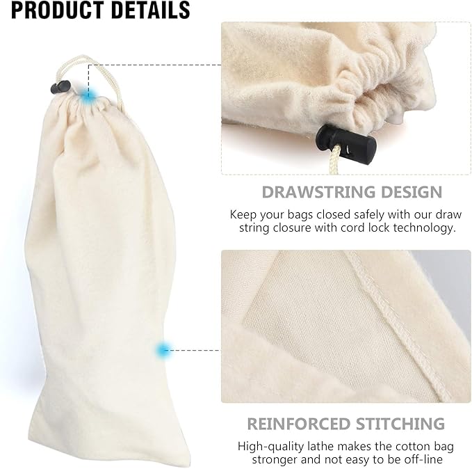 PlasMaller Shoe Storage Bags 100% Cotton with Drawstring for Men and Women for Travel Protecting and Storing Shoes