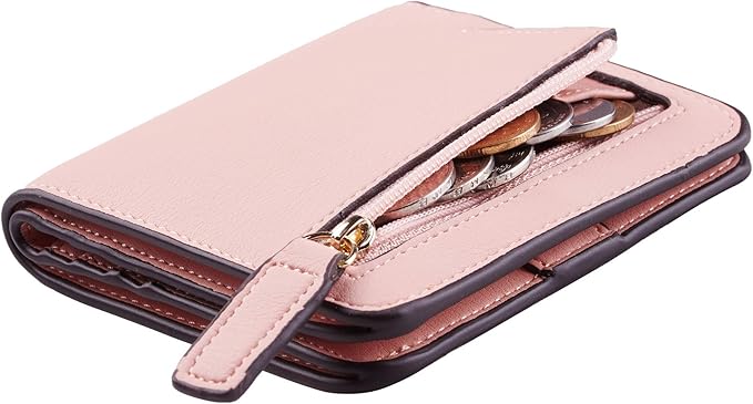 Toughergun Women’s Small Slim Leather Wallet with RFID Protection, Compact Bifold Mini Purse with Clear ID Window