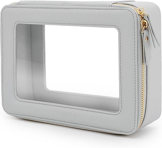 Aveniee Clear Makeup Bag Organizer, Travel Toiletry Bag for Women, Waterproof Cosmetic Pouch with Zippers,Car Organizers and Storage Case for Accessories,Blue,Medium Classic