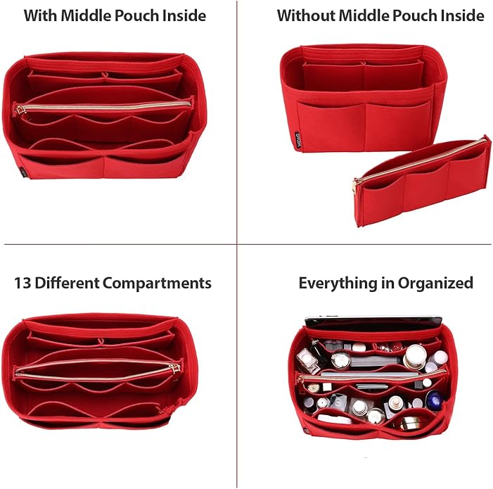 OMYSTYLE Purse Organizer Insert, Felt Tote Bag Organizer Insert with 5 Sizes, Handbag Dividers for Inside Purse, Compatible with Longchamp, Neverful, Speedy and More