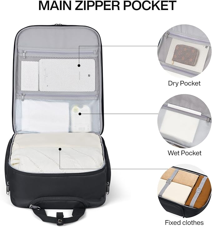 Hanke 16 Inch Underseat Carry On Luggage With Wheels, Small Rolling Suitcase Lightweight Under Seat Carry On Bag, Airline Approved Personal Item Overnight Softside Travel Luggage Bag,Black