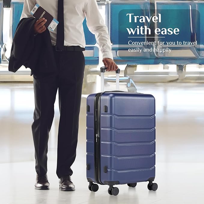OLIXIS 29 Inch Luggage, Hardside Checked Suitcase with Spinner Wheels, Lightweight ABS Hard Shell Travel Luggage, TSA Approved Lock, Expandable Large Suitcase for Business & Travel–Blue