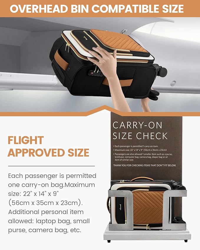 LOVEVOOK Carry On Luggage 22x14x9 Airline Approved,20 Inch Carry On Suitcases with Wheels,Softside Rolling Suitcase with TSA Lock for Women Men,Lightweight Travel luggage