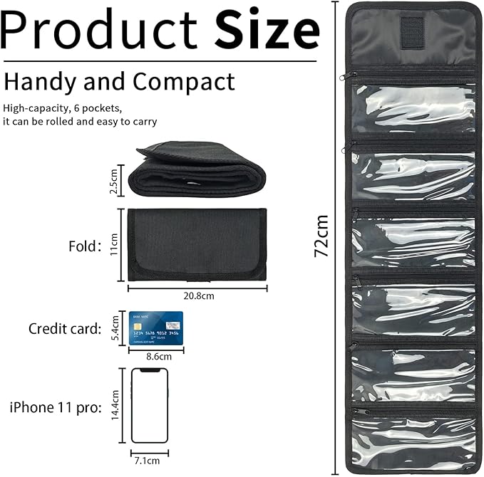 VOCHIC Money Wallet, Money Organizer for Cash with 6 Zippered Pocket Multipack Money Pouch, Cash Bill Organizer, Money Bag Small Travel Money Holder for Budgeting, Receipt and Tips