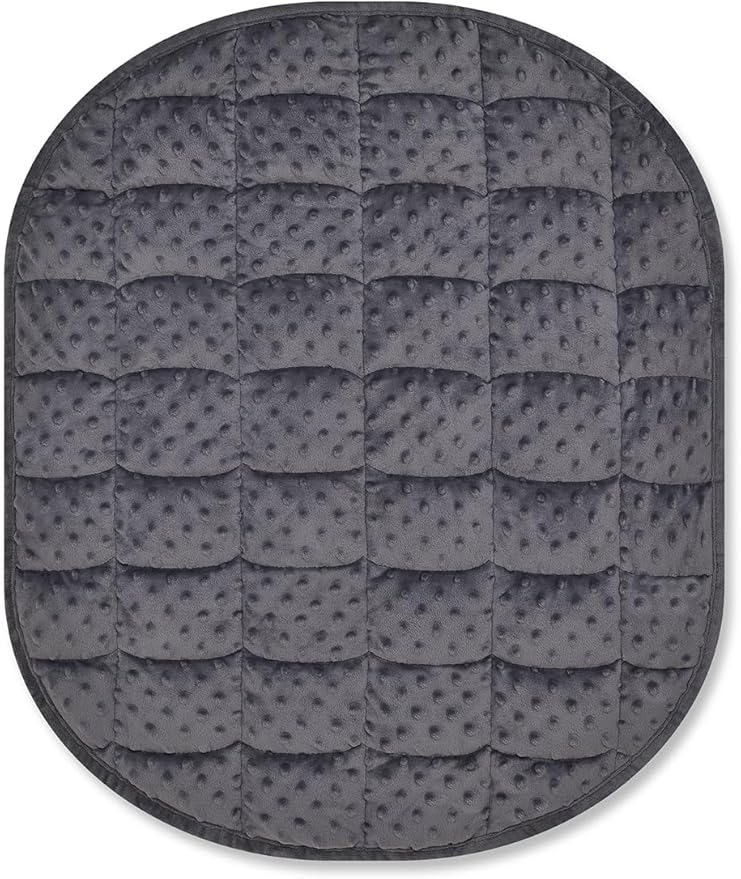 TONGDADA Weighted Lap Blanket 7lbs for Adult,Perfect for Relaxation, Lounging, Napping, Sleeping & Travel,Luxury Minky Weighted Body Blanket,Weighted Throw Blanket-Dark Grey Minky Dot, 29" x 24"