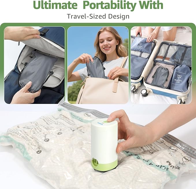 Vacuum Bags for Travel with Rechargeable air Pump, 3 Sizes Vacuum Seal Bags for Clothing, Space-Saving Compression Storage Bags for Travel & Closet Organization (15)