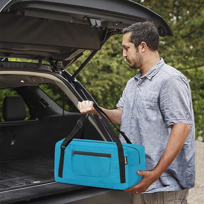 HOLYLUCK Foldable Travel Duffel Bag For Women & Men Luggage Great for Gym - sky blue