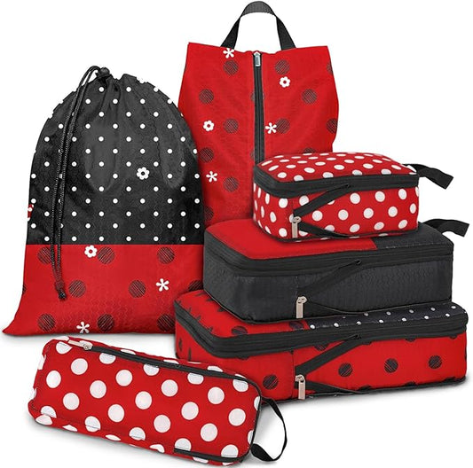 6 Set Travel Packing Cubes for Kids, Cute Compression Bags for Storage Packing with Shoe Bags for Packing In Suitcase, Space Saving Packing Organizers for Luggage Trip and Family Vacation