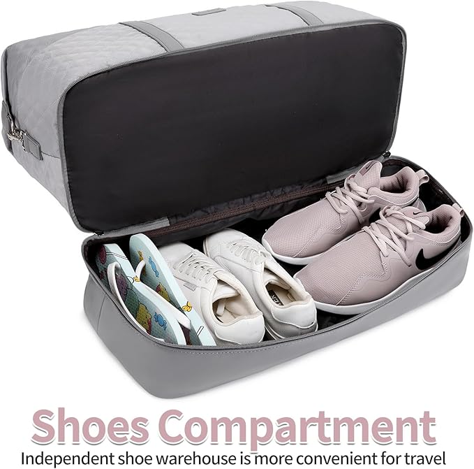 Weekender Bag, Large Travel Duffel Bag for Women, Carry on Overnight Bag with Shoe Compartment and Toiletry Bags