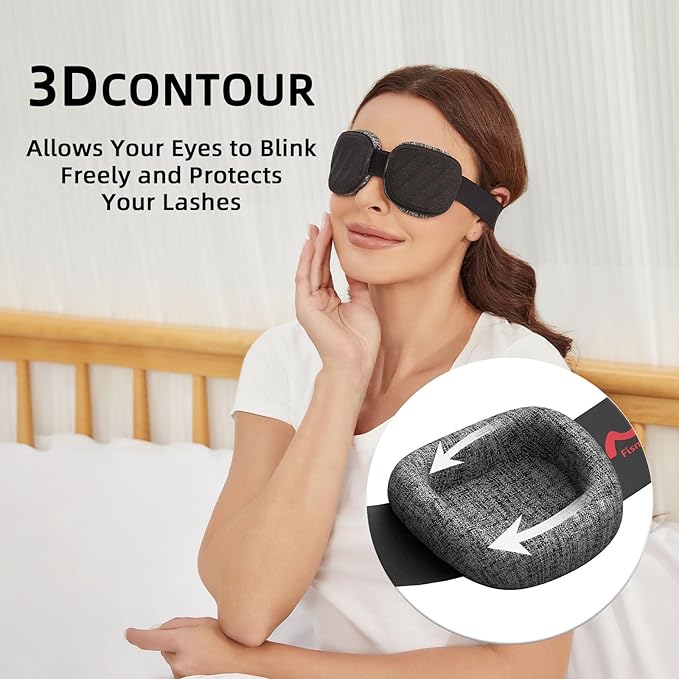 Eye Mask for Sleeping - 100% Blacking Sleep Mask for Men Women, Sleeping Mask with Adjustable Night Blindfold Flight, Travel, Nap, Black