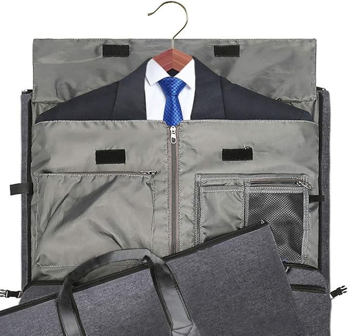 Modoker Convertible Garment Bag with Shoulder Strap, Carry on Garment Duffel Bag for Men Women - 2 in 1 Hanging Suitcase Suit Travel Bags, Black