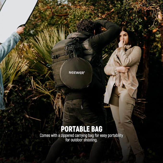 NEEWER 32"/80cm 5 in 1 Light Reflector with Clamp & Hand Grips, Polyester Multi Disc Photography Diffuser, Translucent/Silver/Gold/White/Black, 3/8" Thread, for Studio Outdoor Lighting, RF-80II | Polyester Multi Disc, Photography Diffuser, Translucent,...