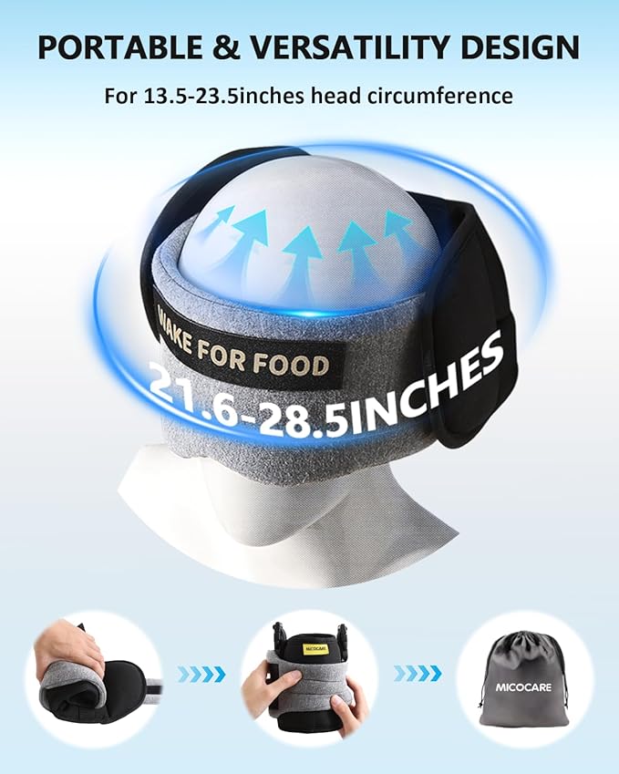 Travel Pillows for Airplanes, Airplane Head Strap with Eye Mask for Long Flight Sleeping Travel, 360° Support Neck Pillow for Plane Car Road Trips Seat Sleep, No Bobblehead (White)