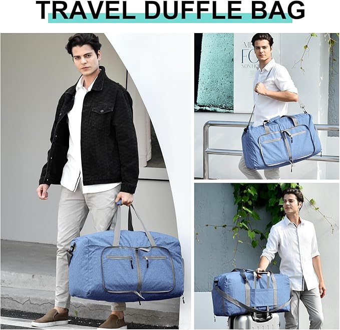 Dimayar 115L Travel Duffle Bag for Men Women - Foldable Duffel Bag with Shoes Compartment - Overnight Bags Waterproof & Tear Resistant(Blue)