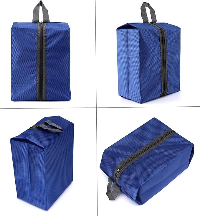 Washable Shoe Bags for Travel, 4 Pack Blue, Nylon and Oxford Fabric, Zipper Closure