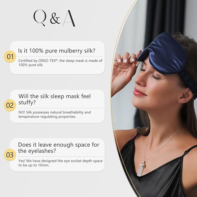 ZIMASILK Adjustable 22 Momme 100% Pure Mulberry Silk Sleep Mask, 3D Contoured Cup Eye Mask for Sleeping, Super Soft Breathable Blindfold, Perfect Blocks Light for Sleeping. (Sky Blue)