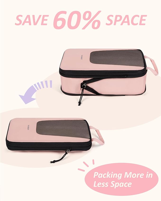 BAGSMART Compression Packing Cubes for Travel, 6/5/4set Lightweight Packing Organizers, Summer Travel Essentials Suitcase Organizer Bags Set