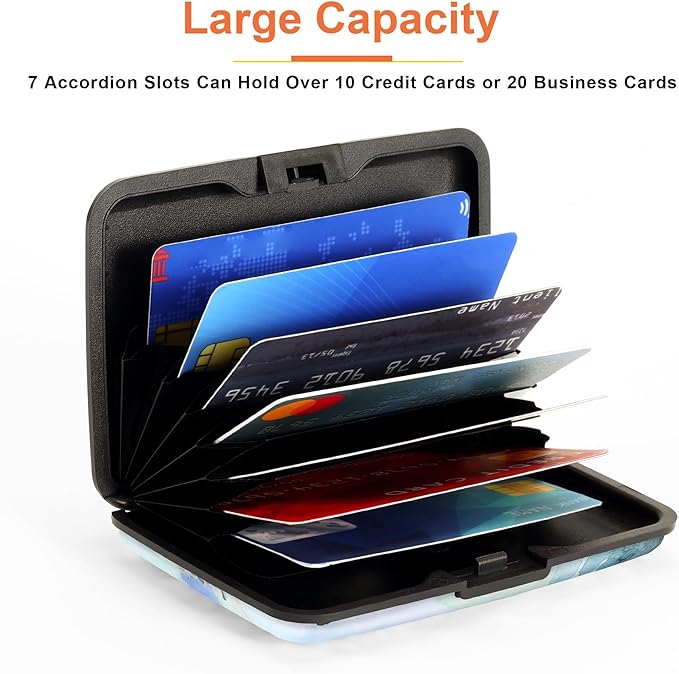 Mayski Credit Card Holder, RFID Blocking, Aluminum Alloy Hard Case, Small Mini Business Metal Wallet for Women Men, Deer
