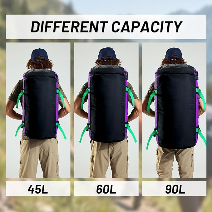MIER Large Duffle Backpack Sports Gym Bag with Shoe Compartment, Heavy Duty and Water Resistant, Purple, 45L