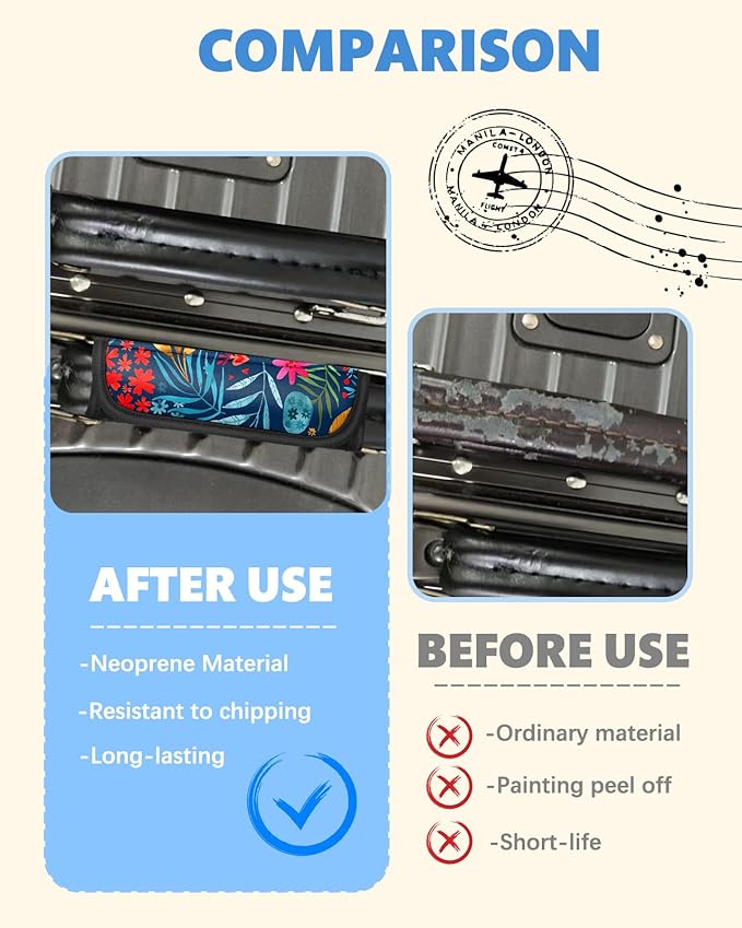 Slohif Luggage Handle Wrap 5Pcs Suitcase Identifier - Bag Strap Cover for Bogg Travel Accessories Easy Identification Bright Marker Sleeve Grips Comfort Neoprene Concealed Tag for Airport Plant