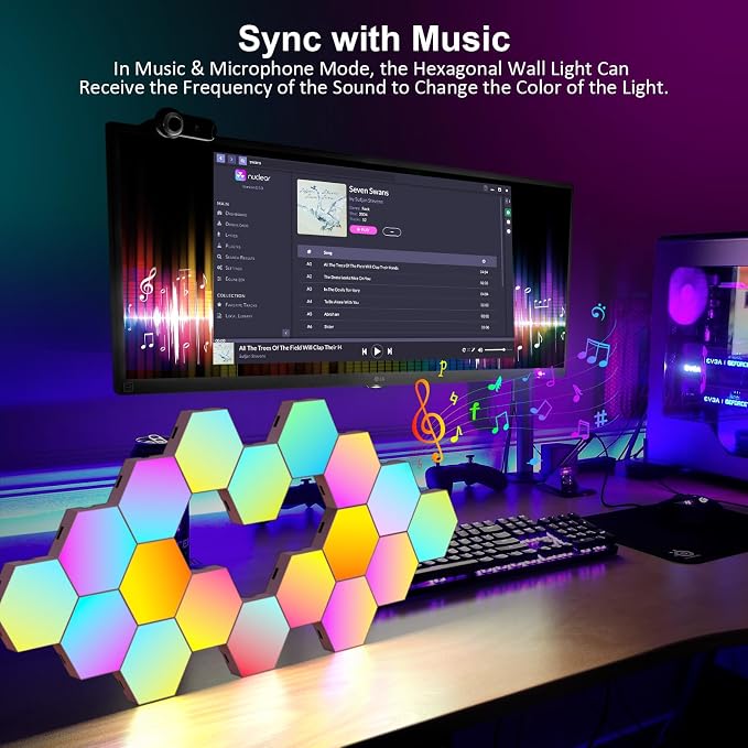 OJQ 20 Pack Hexagon Lights Wall RGB Panel - Hexagonal Led Lights Room Decor | Wall Lights Birthday Decorations Gaming Equipment Honeycomb Shape Panels Hexagon Gaming Lights for Bedroom Children
