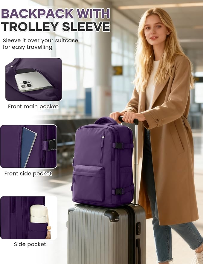 WONHOX Large Travel Backpack Carry on Flight Approved Laptop Work Business Backpack for Women Men Mochila de Viaje