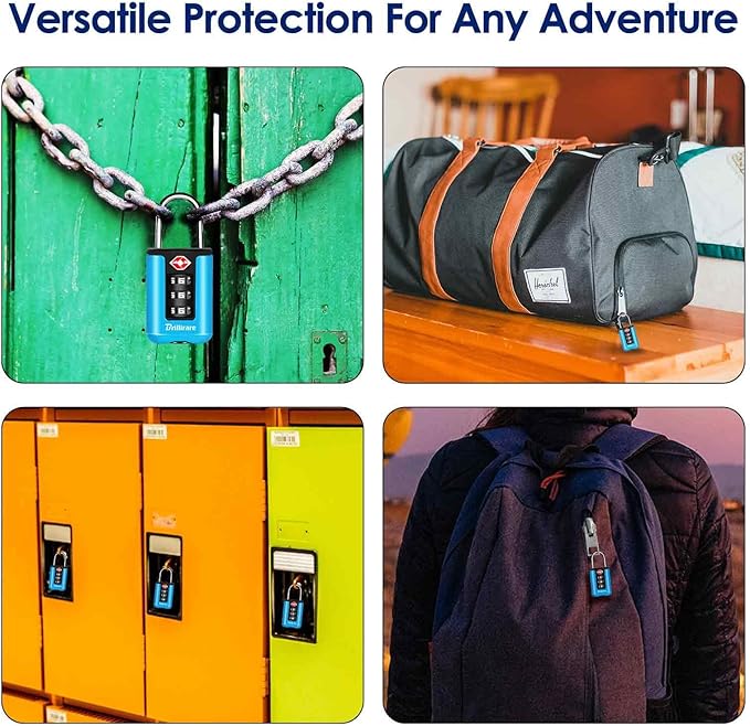 2 Pack TSA Approved Luggage Locks, Combination Travel Padlock, 3-Digit Waterproof Lock, TSA Accepted Outdoor Keyless Resettable Lock for Lockers, Bags, Backpack, Gym, Gate-Blue