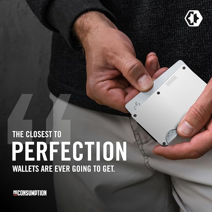 Ridge Wallet for Men - Slim Minimalist Compact Wallet and Card Holder, RFID Protected Front Pocket Wallets for Men with Integrated Cash Strap