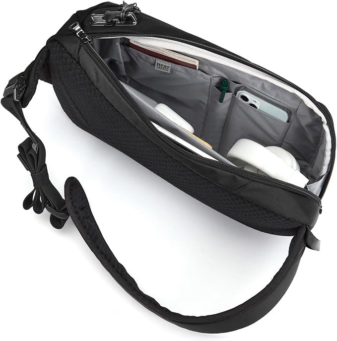 Pacsafe Vibe 325 10 Liter Anti Theft Sling Bag/Crossbody-Fits 13 inch Laptop Casual Daypack, Black, One Size