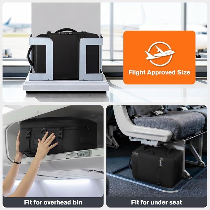 Smart Suitcase-style Laptop Backpack, 25L / 35L Practical Travel Bag for Work, Leisure & Flight, Luggage-Style Commuter Pack (All-Black, 25L)