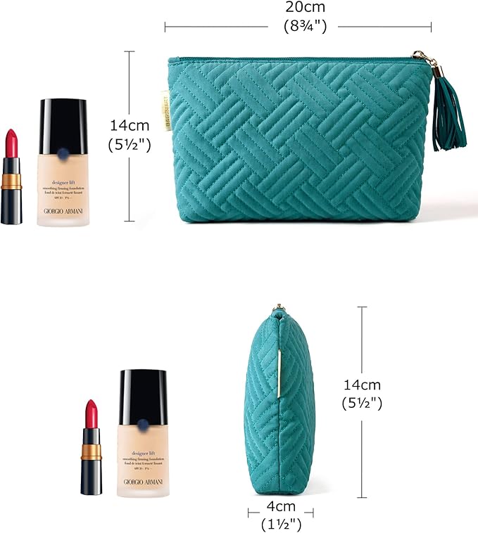 BAGSMART Small Cosmetic Bag, Elegant Roomy Makeup Bags,Travel Waterproof Toiletry Bag Accessories Organizer Gifts (Teal-1 pcs)
