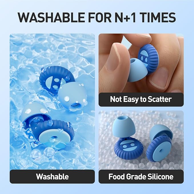 Noise Cancelling Earplugs 2 Pairs for Sleeping, Travel, Office - Soft Silicone Earplugs, 35dB Noise Reduction, Comfortable, Reusable, Multiple Sizes XS/S/M/L for Snoring, Focus & Study - Black & Blue