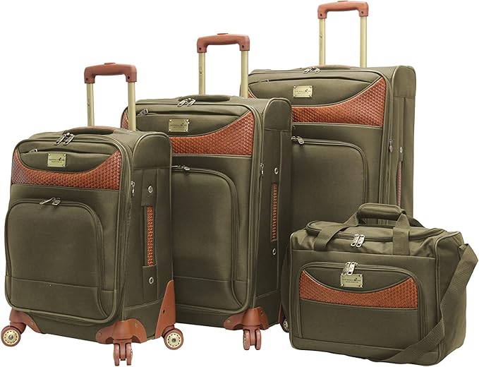 Pathfinder Luggage Sets with Spinner Wheels, Softside Expandable 20" 24" 28" Suitcase Carry-On 15 Inch Tote Bag